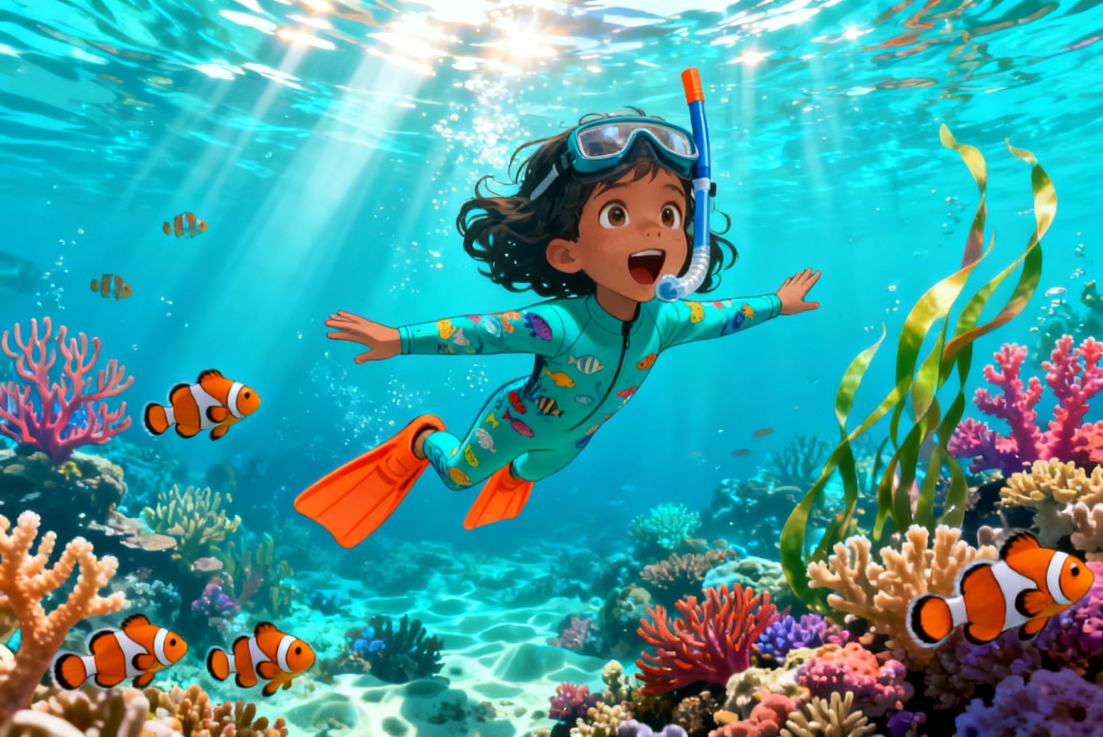 Shreya's Underwater Adventure — illustration for page 2