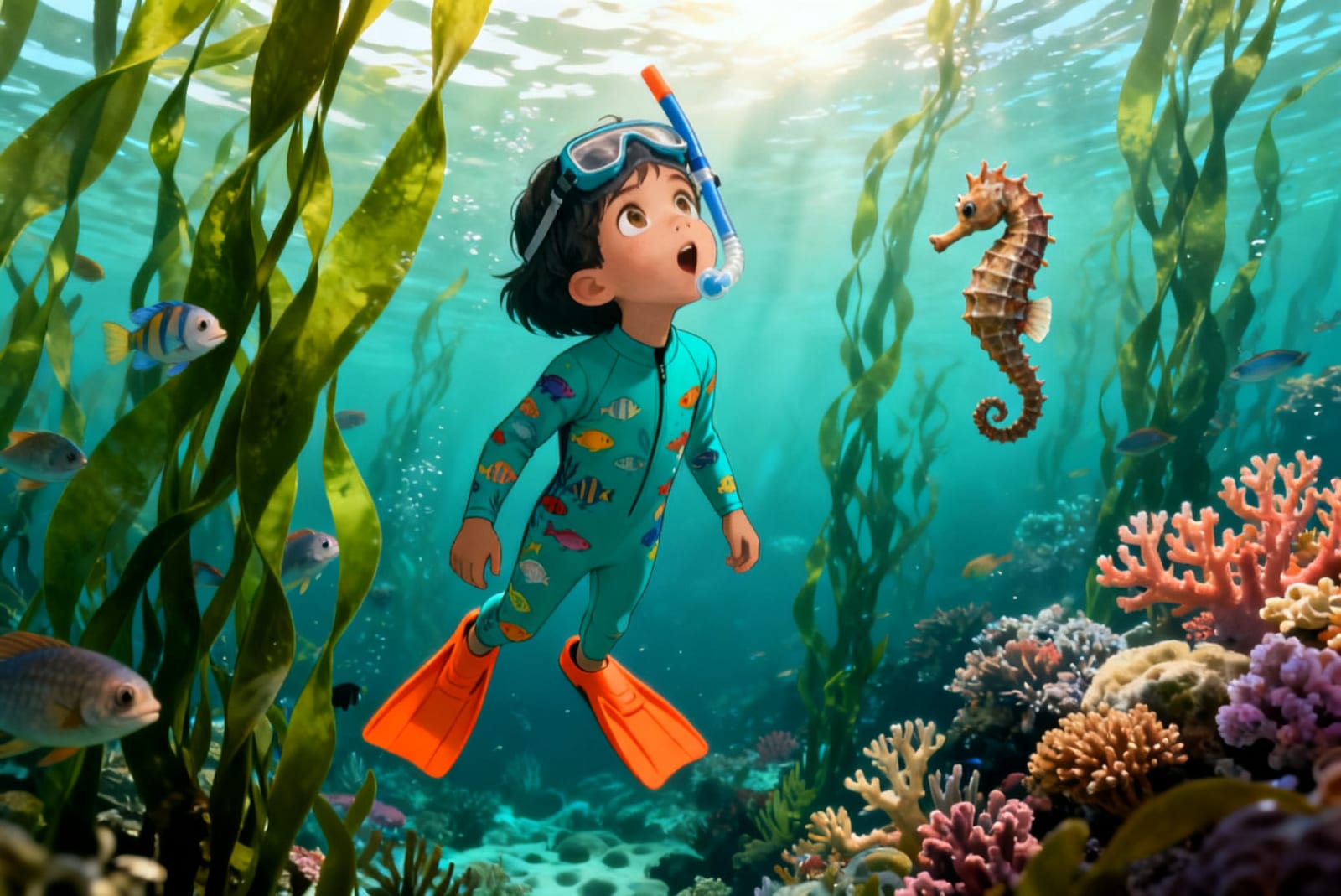 Shreya's Underwater Adventure — illustration for page 3