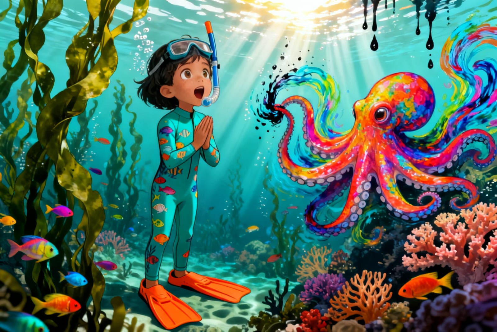 Shreya's Underwater Adventure — illustration for page 4