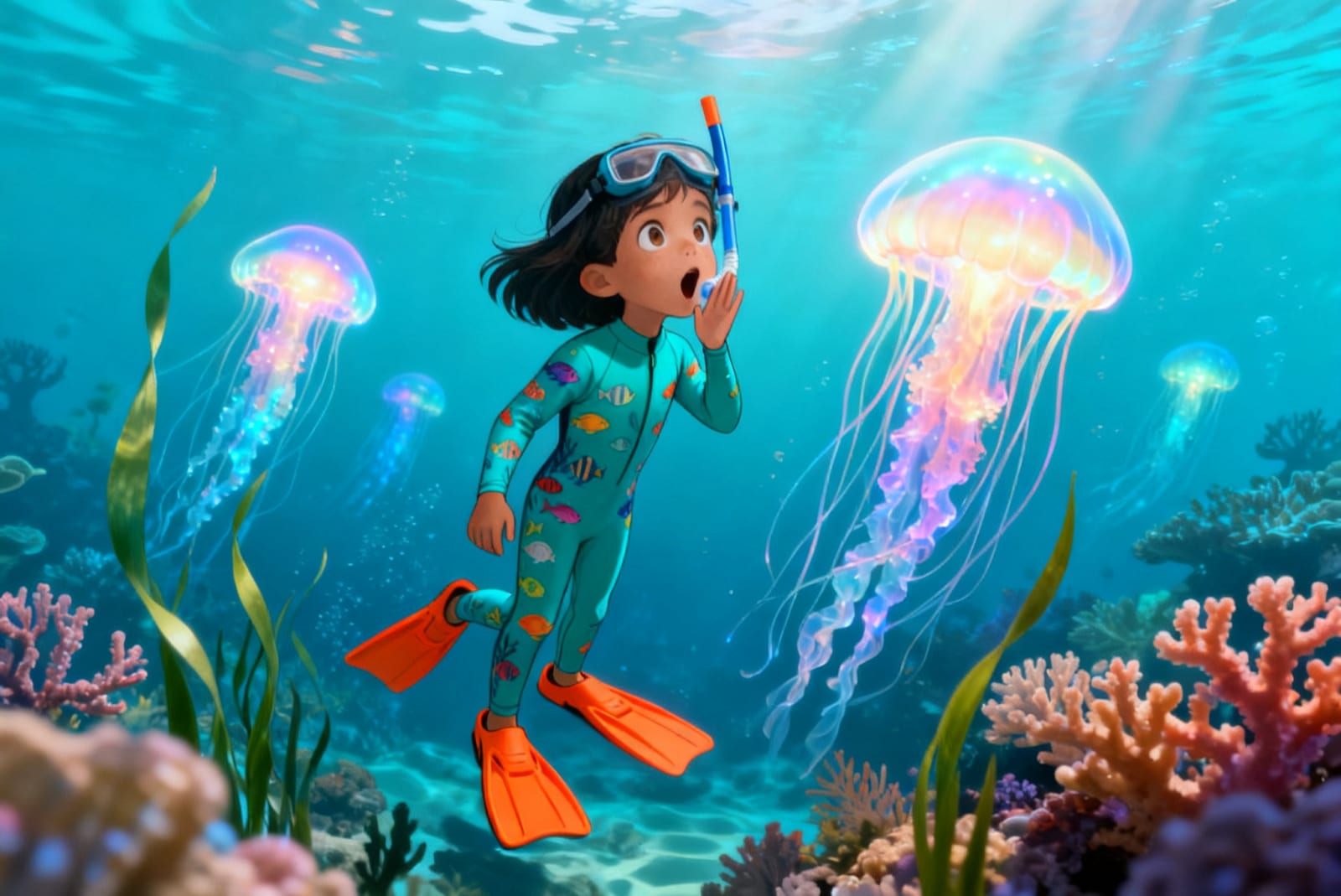 Shreya's Underwater Adventure — illustration for page 6