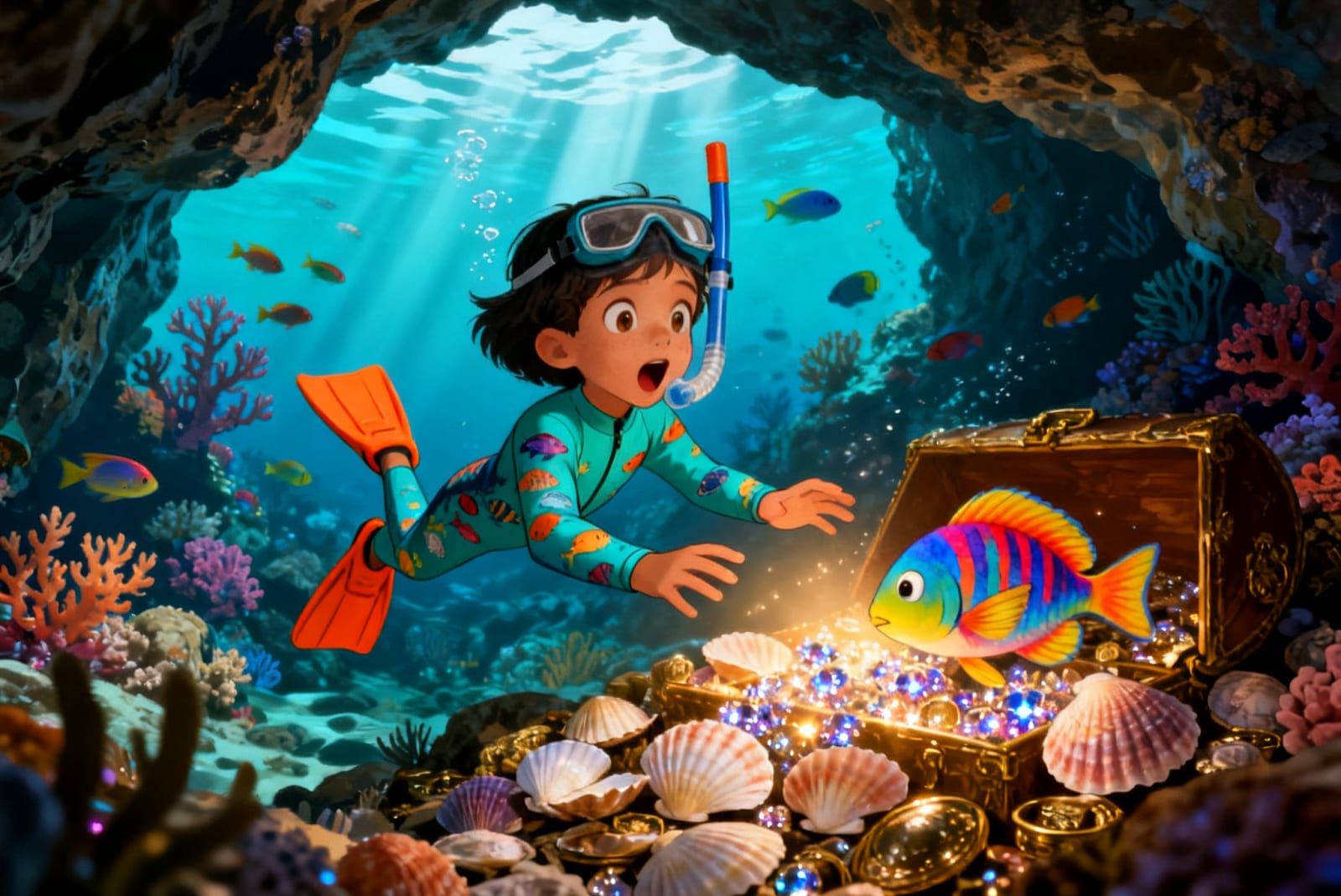 Shreya's Underwater Adventure — illustration for page 8