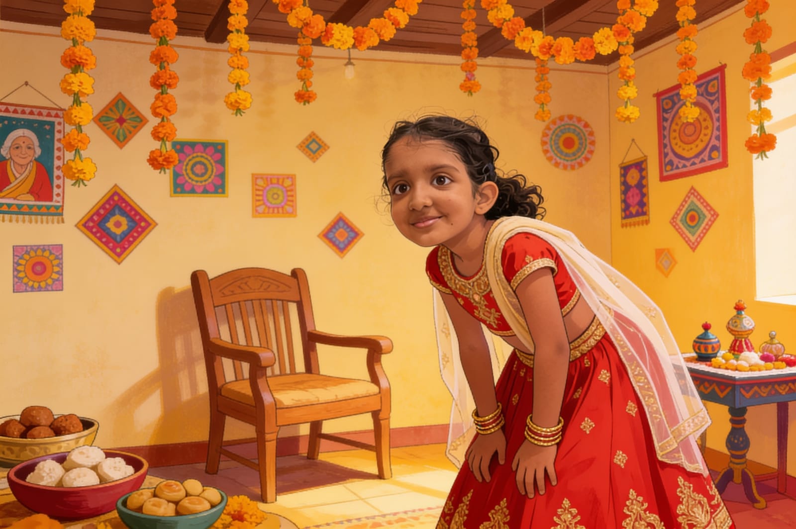 Shreya's Festival of Lights — illustration for page 2