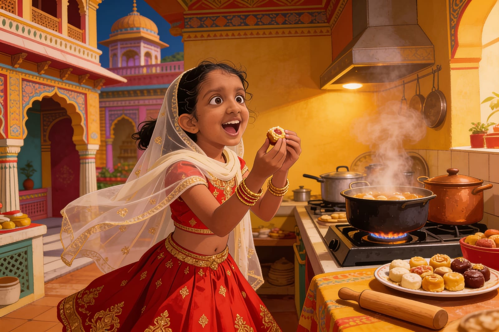 Shreya's Festival of Lights — illustration for page 6