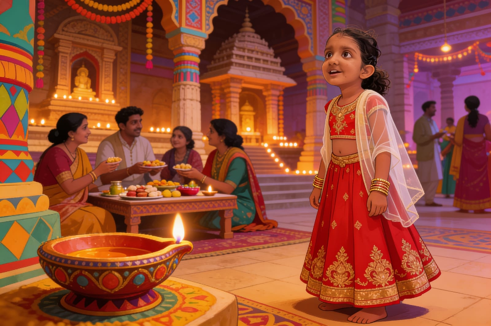 Shreya's Festival of Lights — illustration for page 8