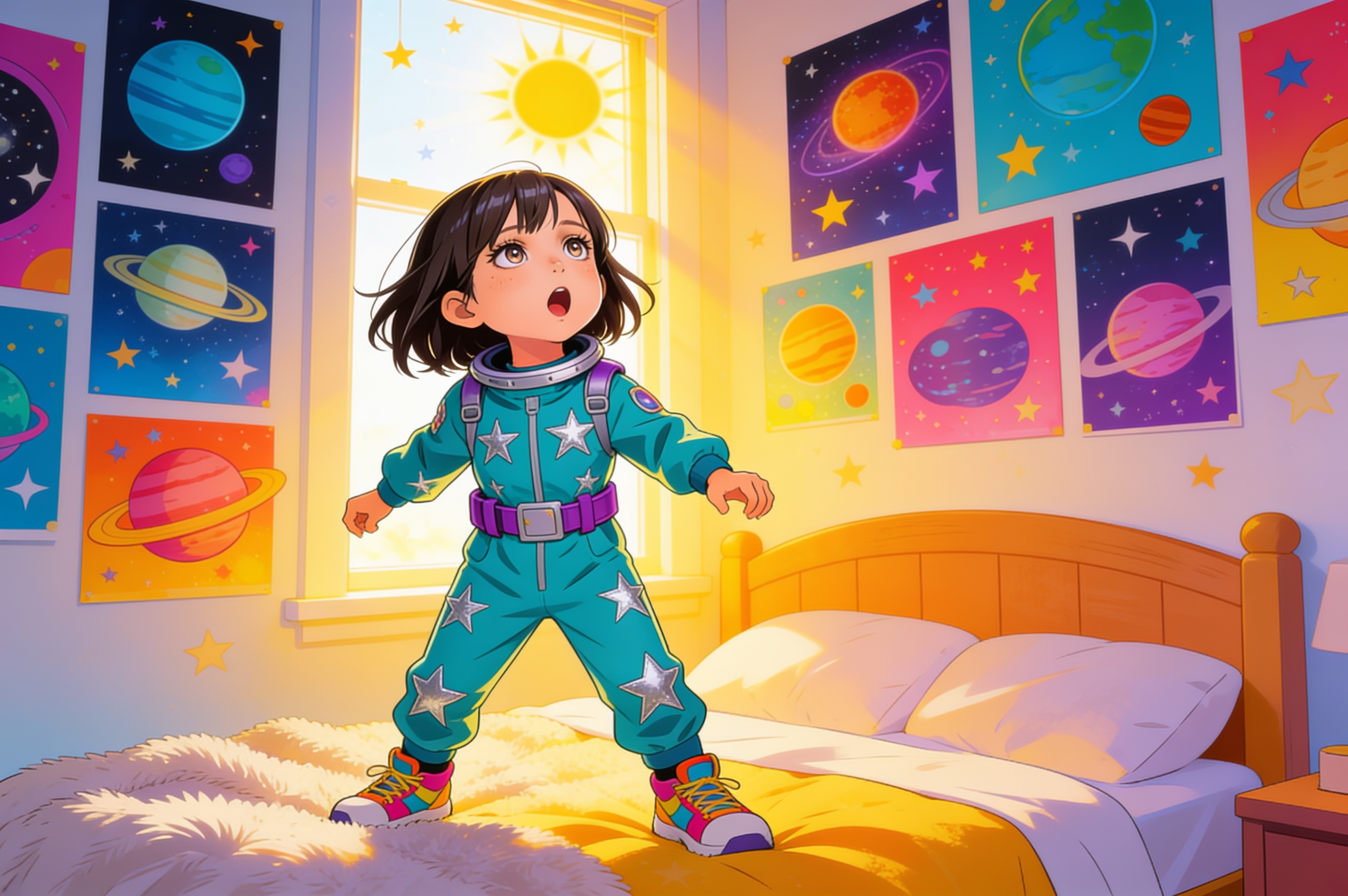 Aahana's Space Adventure — illustration for page 1