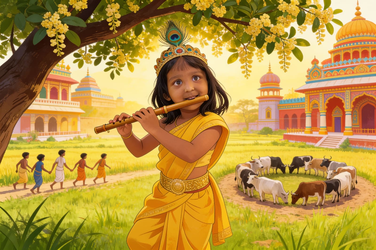Aahana becomes the Little Krishna — illustration for page 8