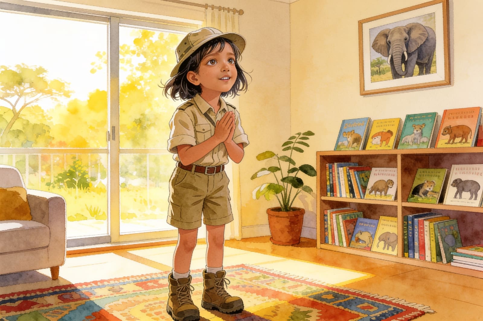 श्रिया की हाथी की यात्रा — illustration for page 1