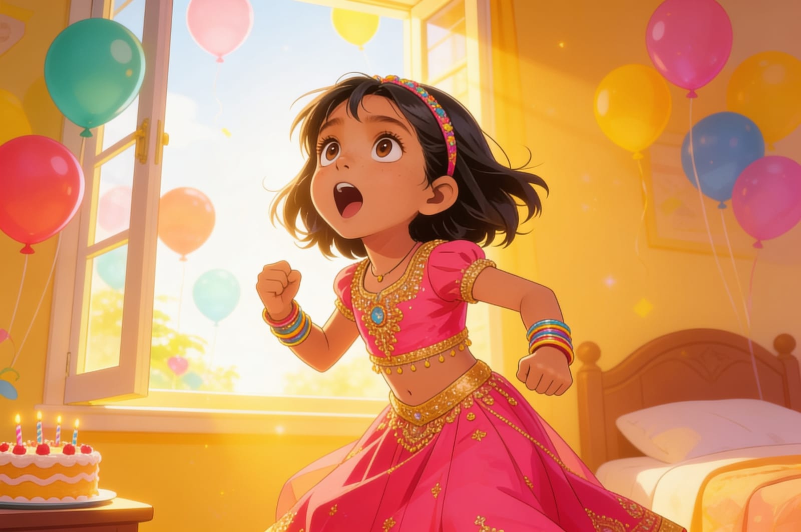 Shreya's Birthday Lantern Quest — illustration for page 1