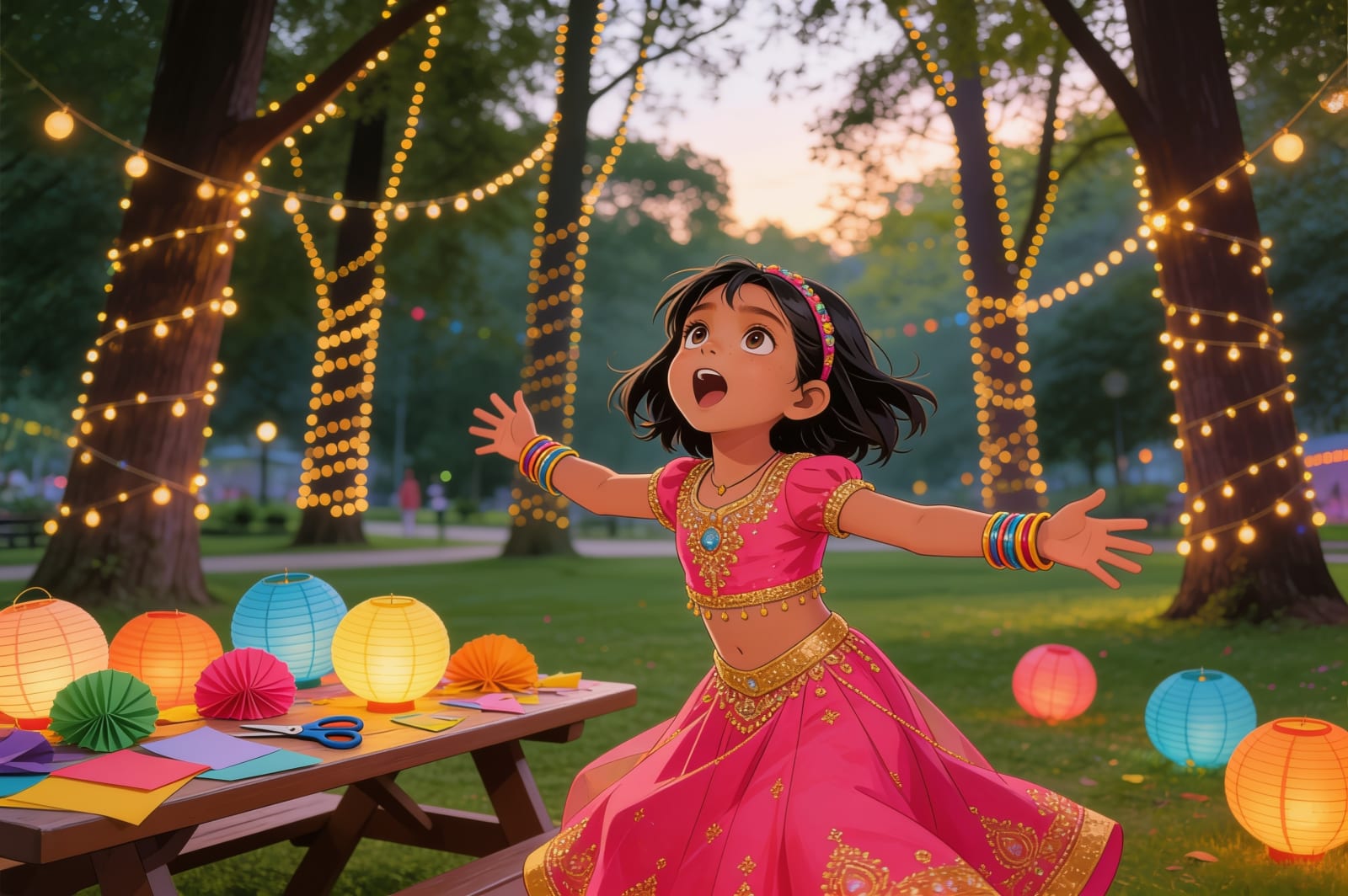 Shreya's Birthday Lantern Quest — illustration for page 4