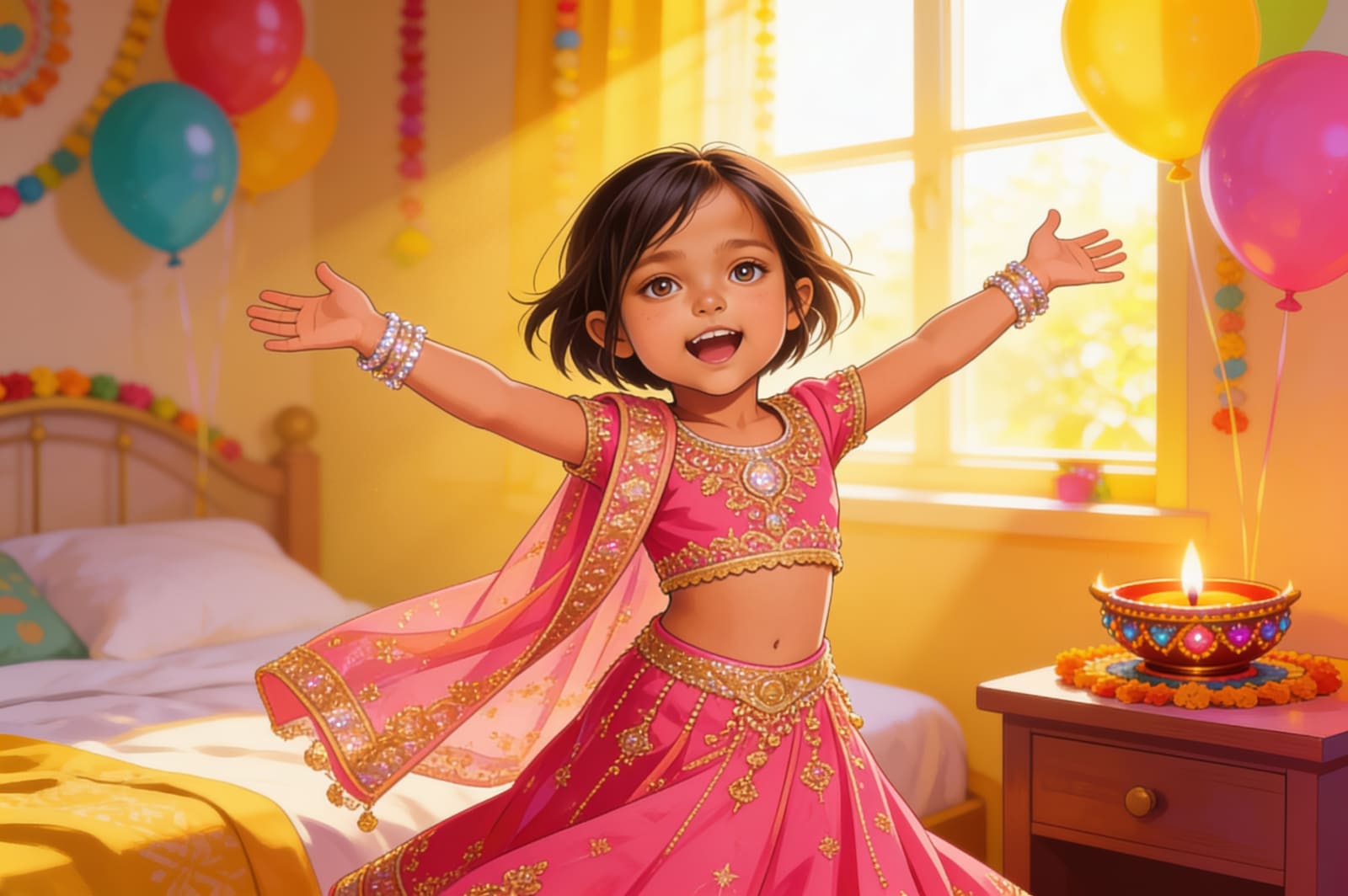 Aahana's Festival of Lights — illustration for page 1