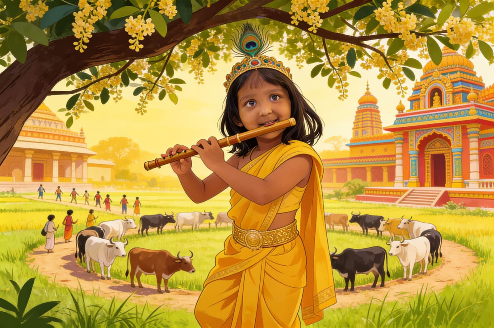 Aahana becomes the Little Krishna — illustration for page 8