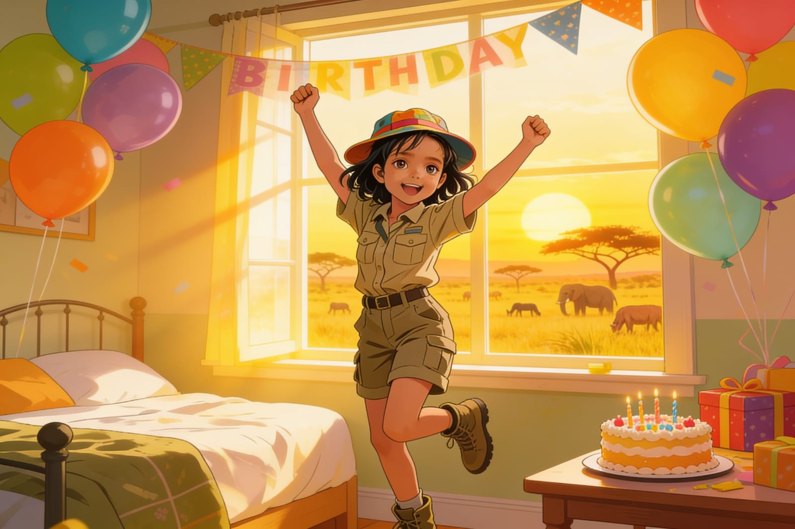 Shreya's Safari Adventure — illustration for page 1