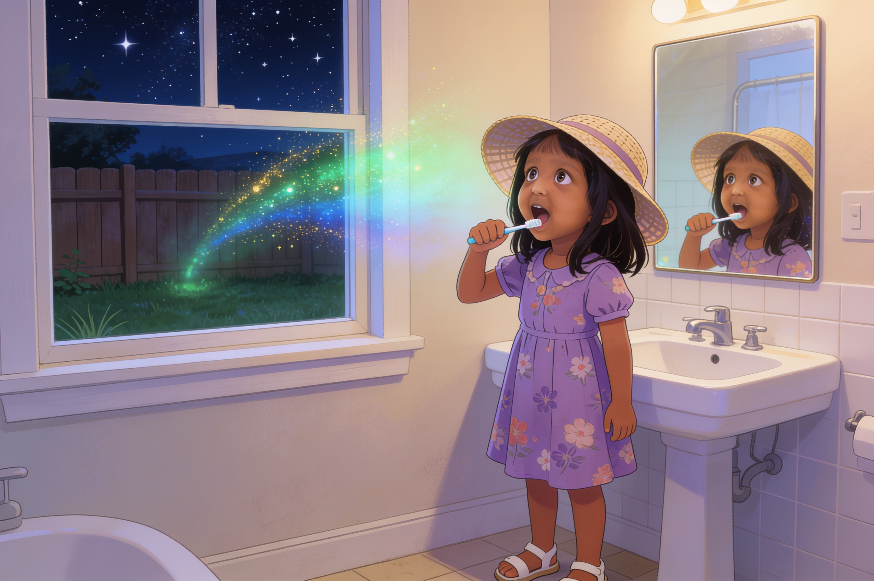 The Blocky Light in the Backyard — illustration for page 1