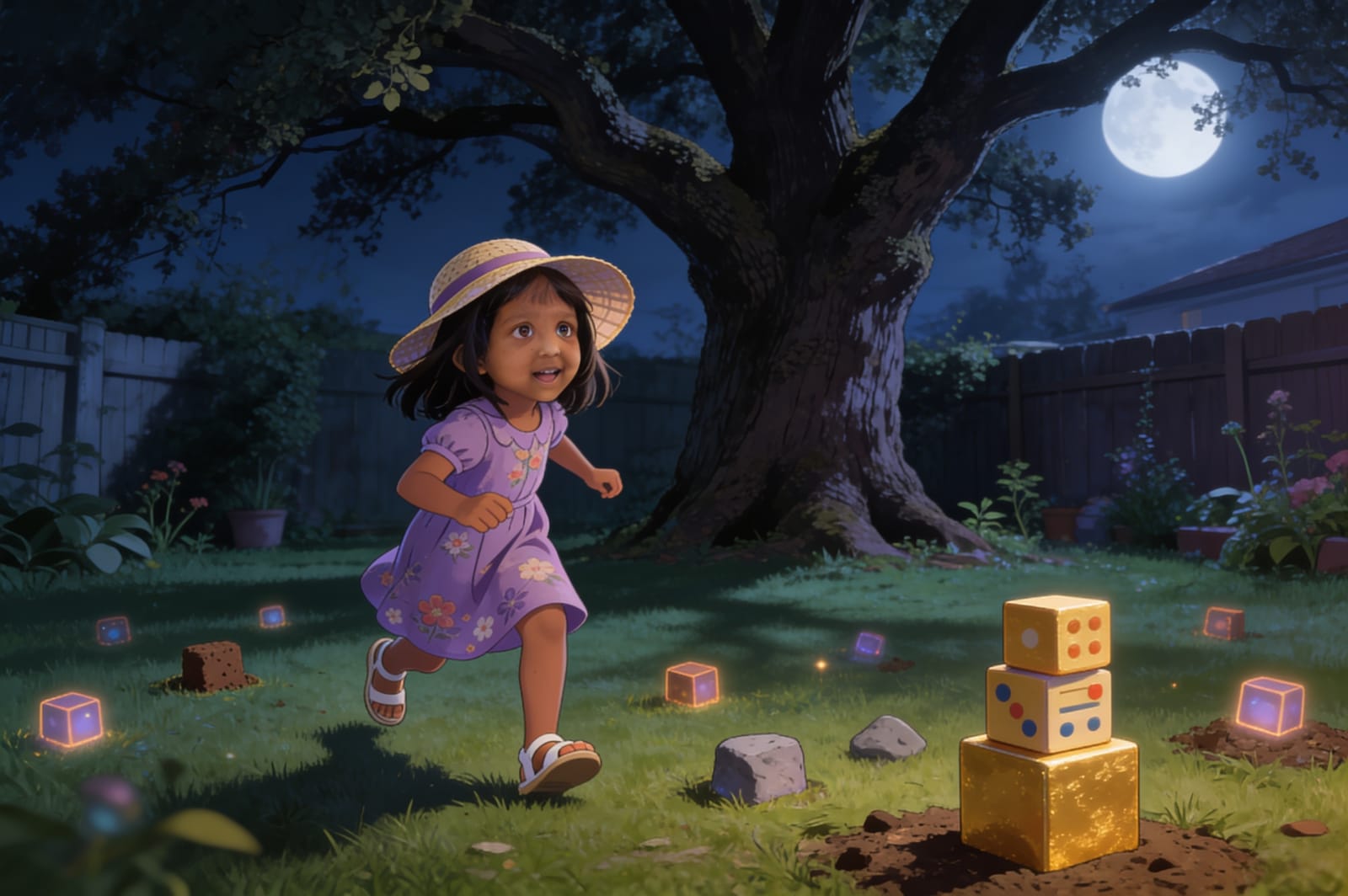 The Blocky Light in the Backyard — illustration for page 3