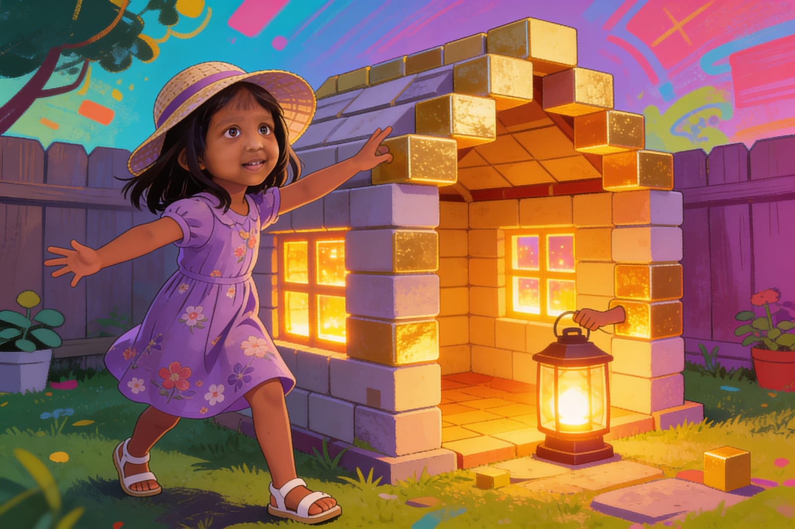 The Blocky Light in the Backyard — illustration for page 12