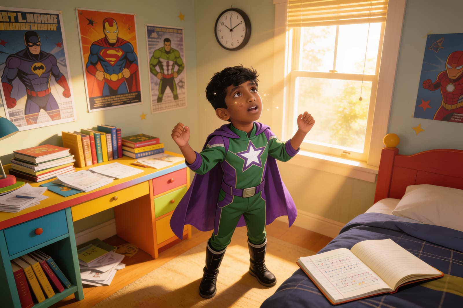 Saaadhan and the Homework Hero League — illustration for page 1