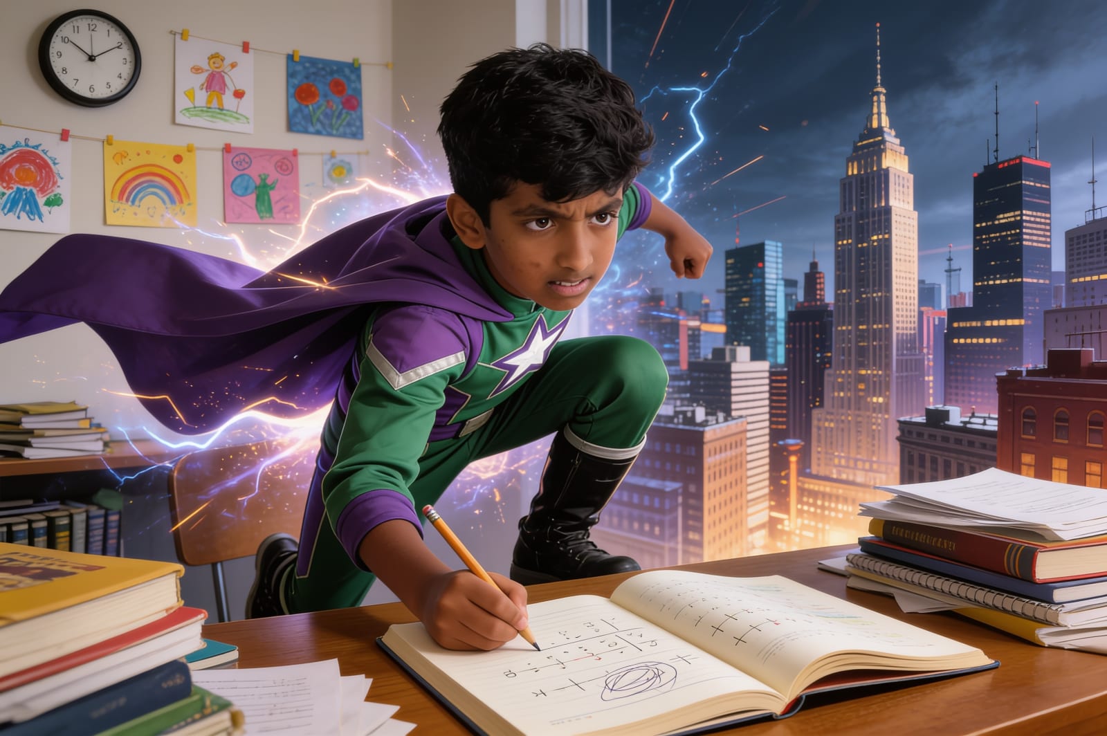 Saaadhan and the Homework Hero League — illustration for page 2