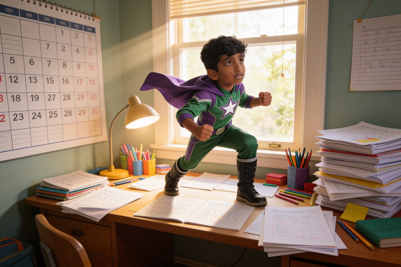 Saaadhan and the Homework Hero League — illustration for page 7