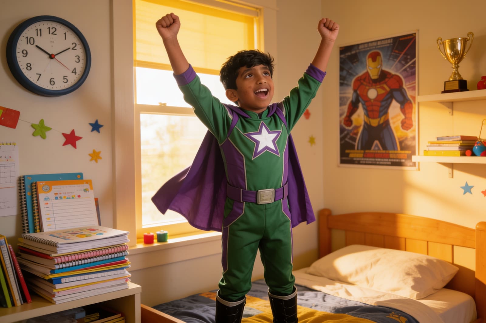 Saaadhan and the Homework Hero League — illustration for page 9