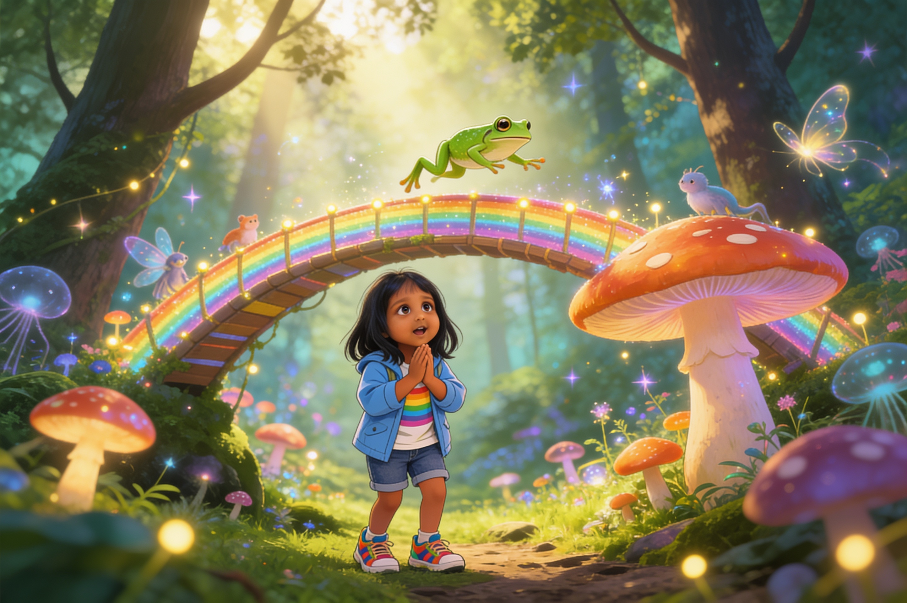 Aahana and the Rainbow Mushroom Bridge — illustration for page 10