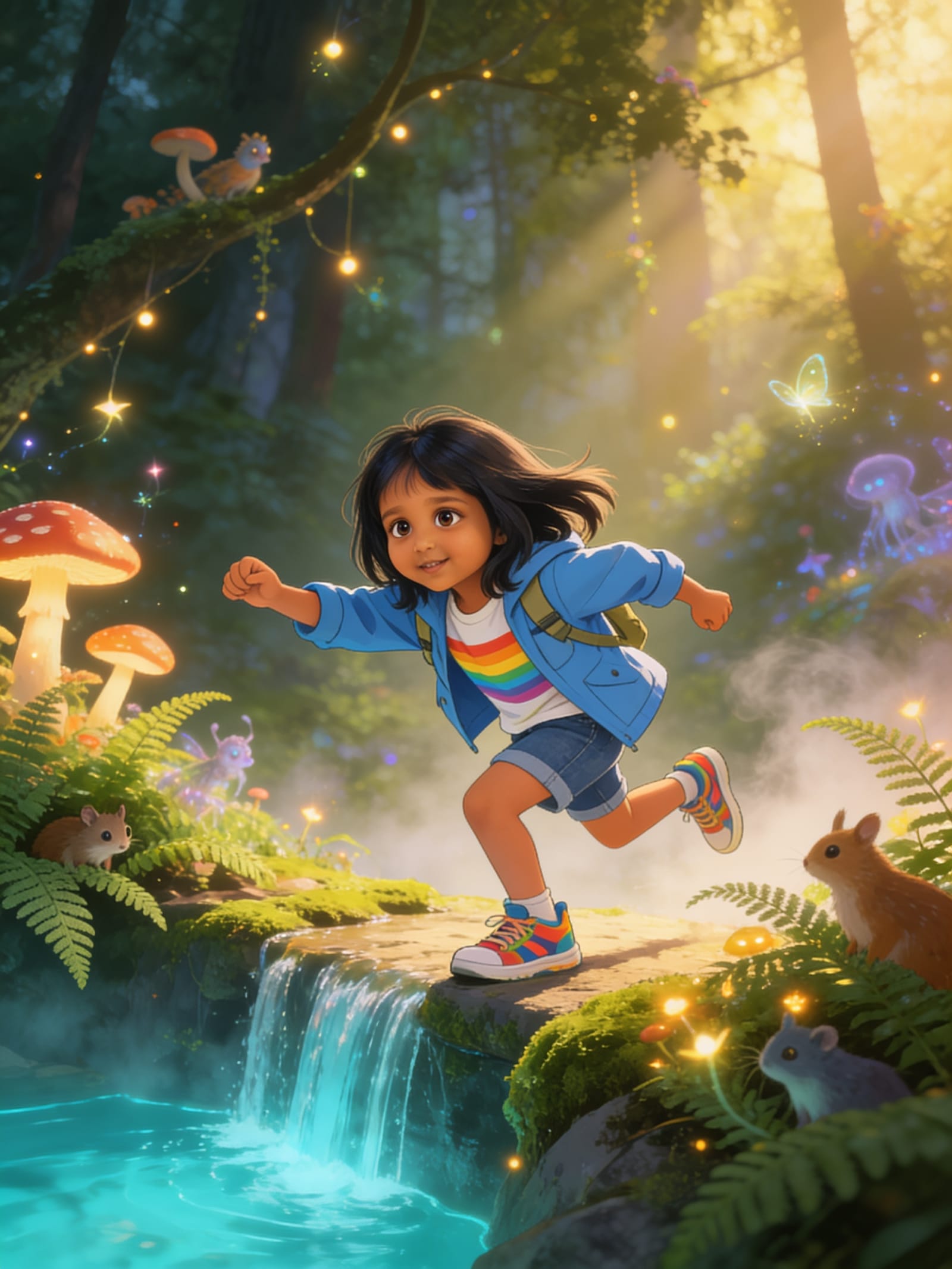Softcover (solo) sample — Aahana and the Rainbow Mushroom Bridge