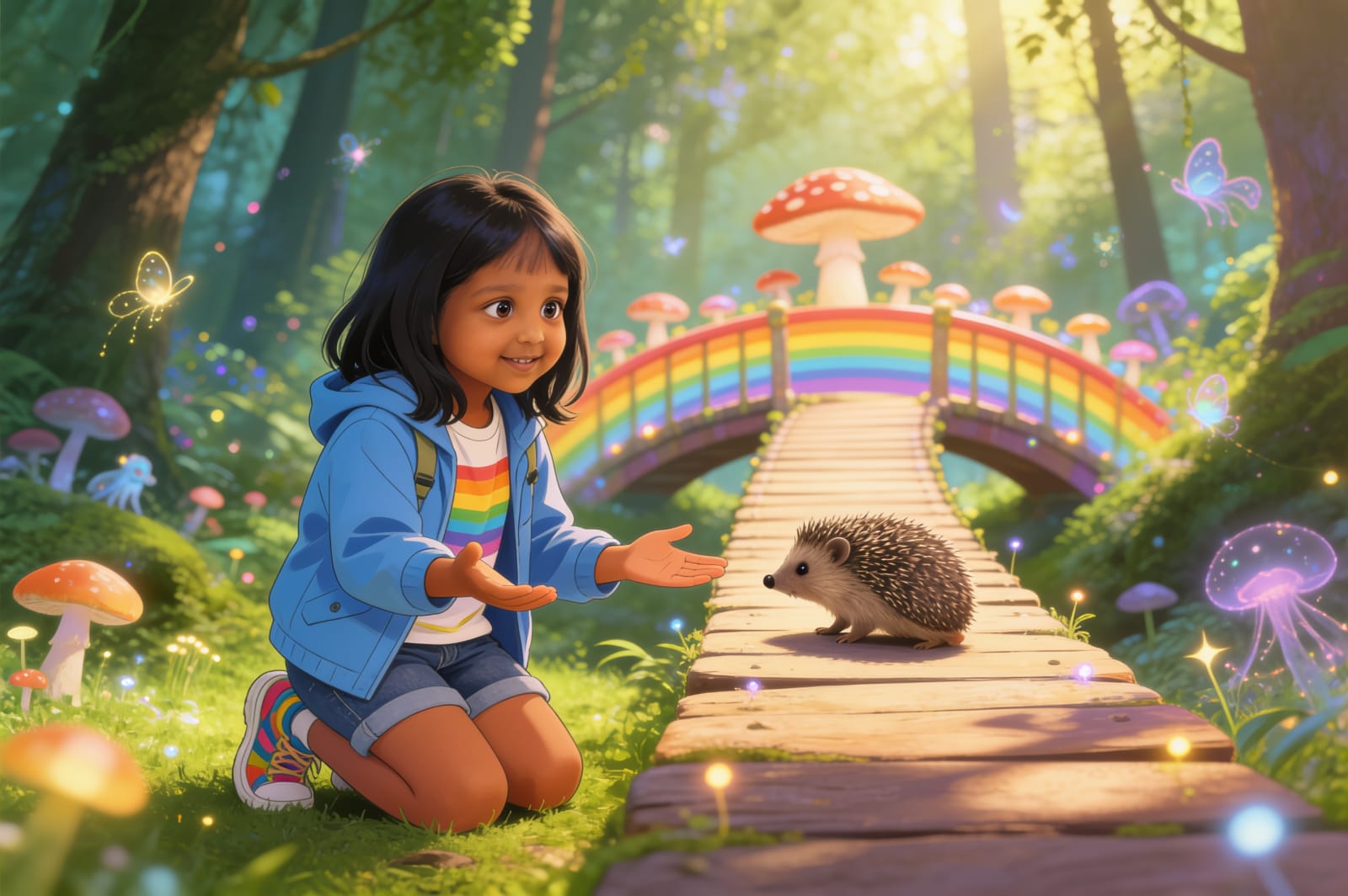 Aahana and the Rainbow Mushroom Bridge — illustration for page 5
