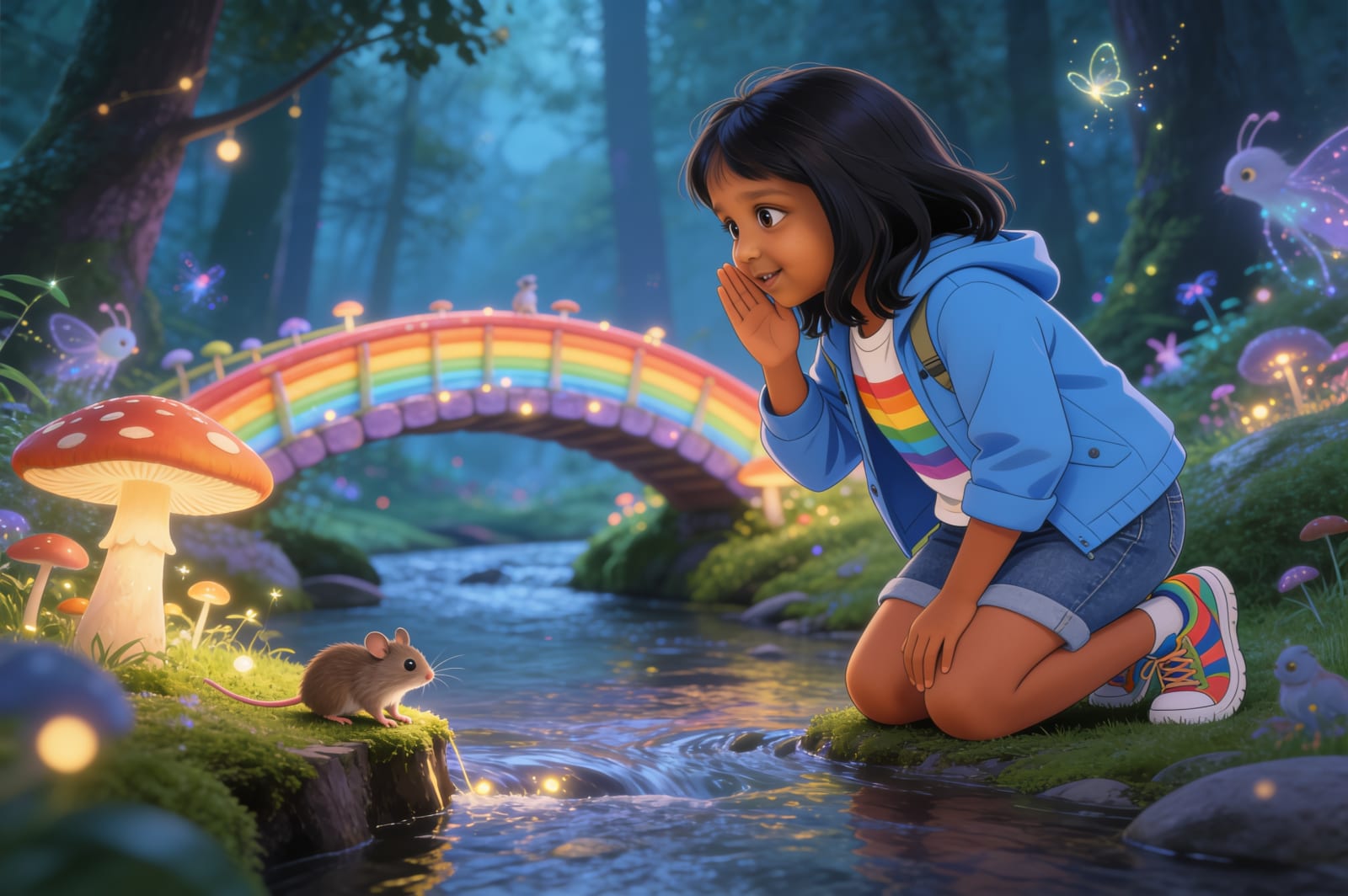 Aahana and the Rainbow Mushroom Bridge — illustration for page 6