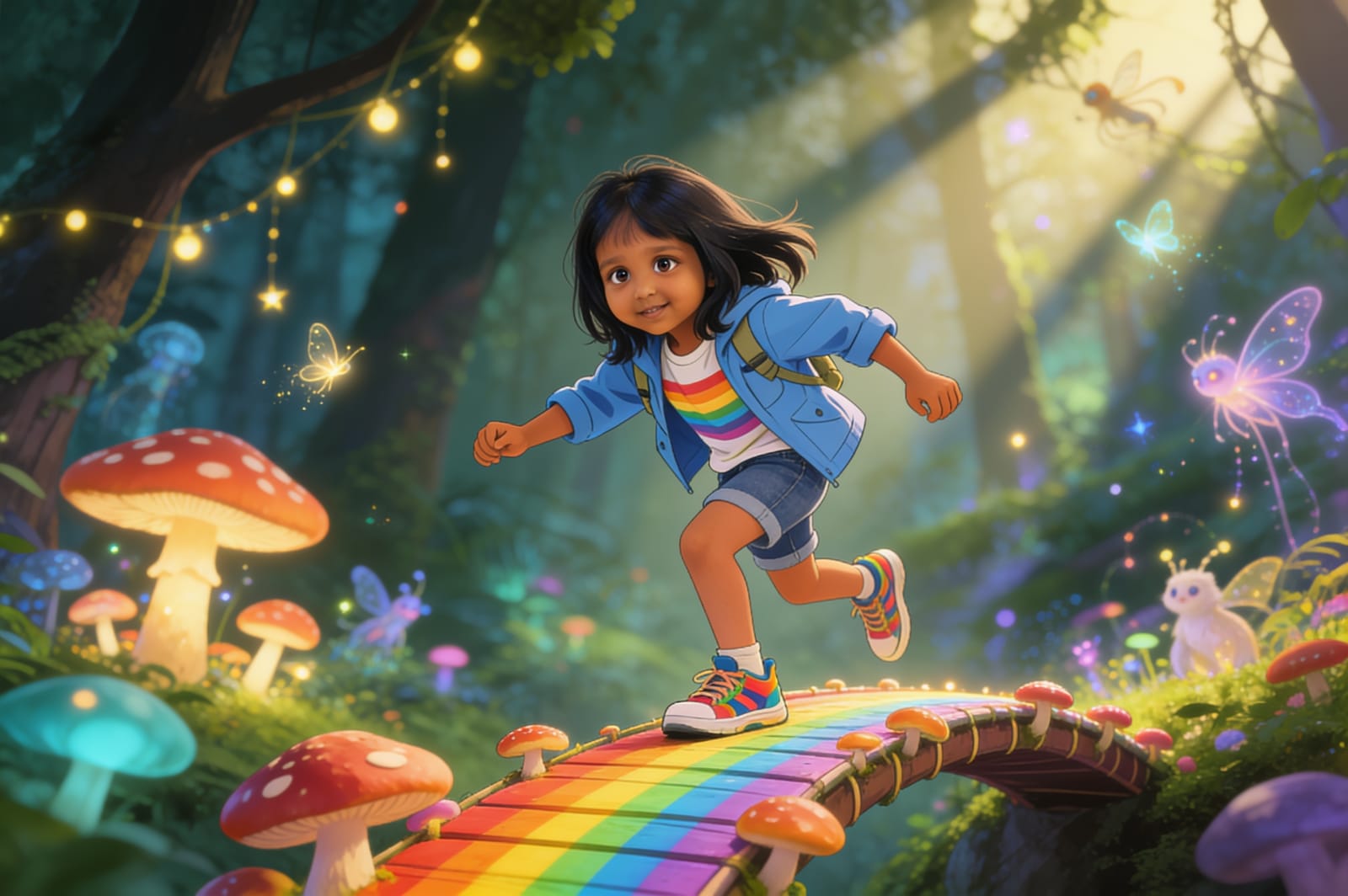 Aahana and the Rainbow Mushroom Bridge — illustration for page 8