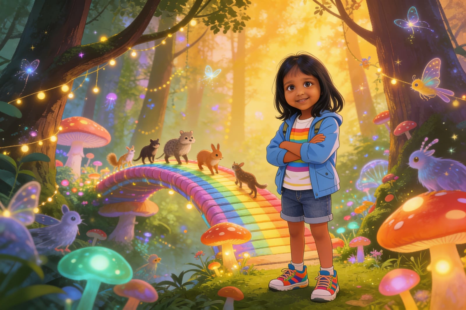 Aahana and the Rainbow Mushroom Bridge — illustration for page 11