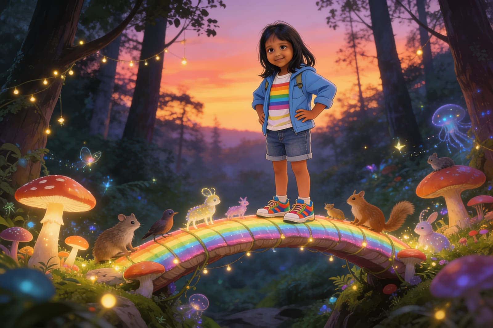 Aahana and the Rainbow Mushroom Bridge — illustration for page 12