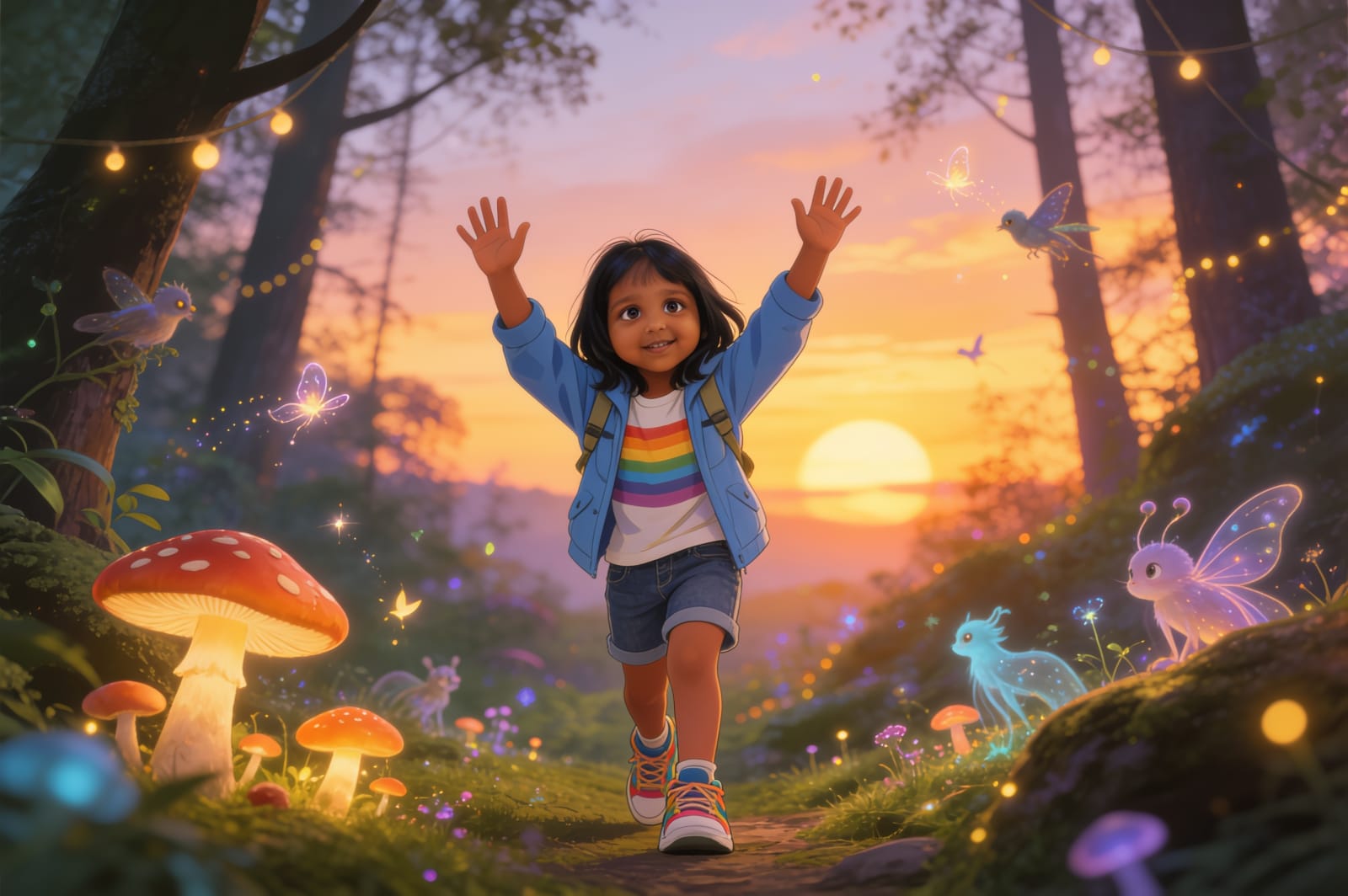Aahana and the Rainbow Mushroom Bridge — illustration for page 13
