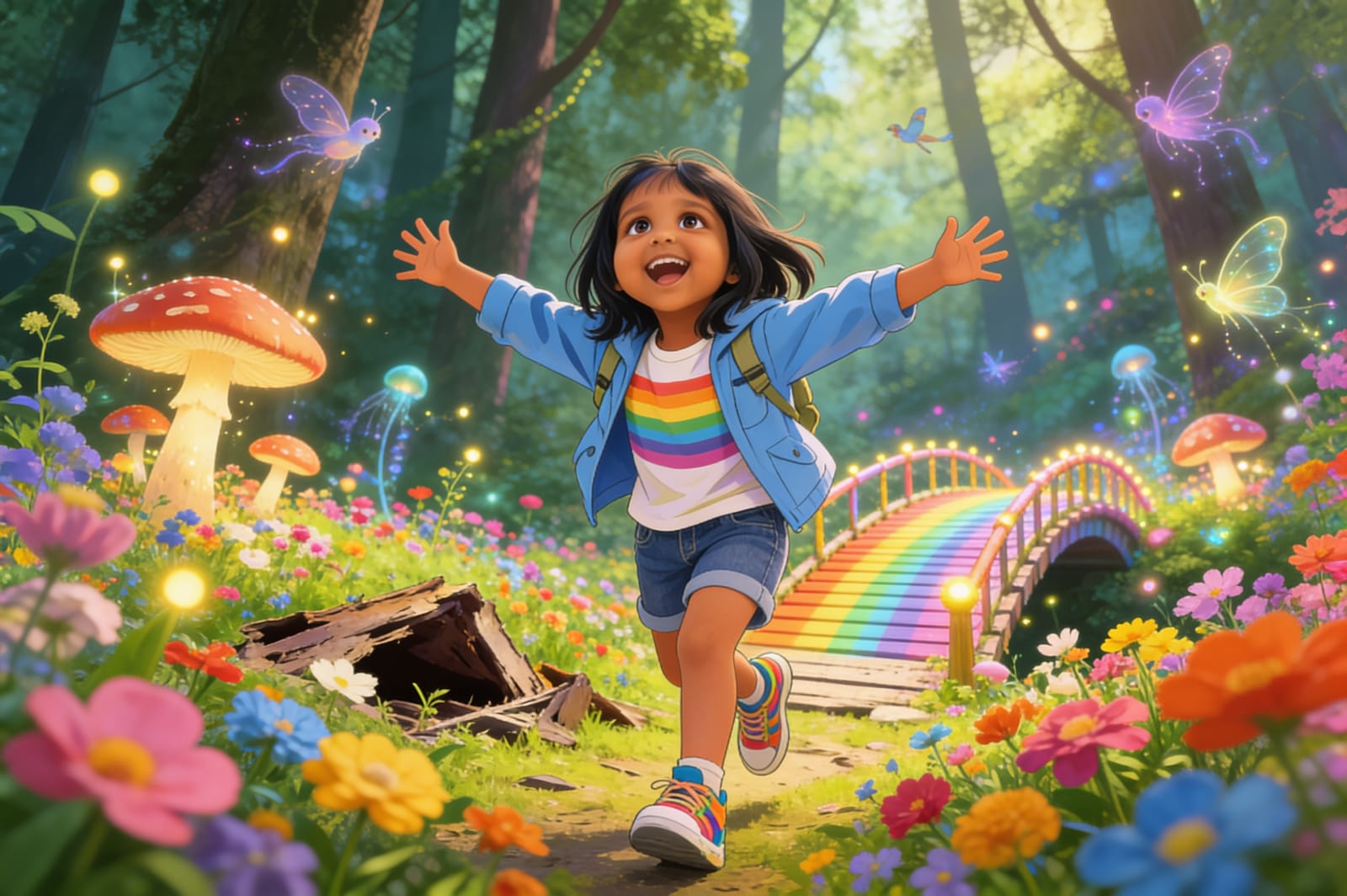 Aahana and the Rainbow Mushroom Bridge — illustration for page 14
