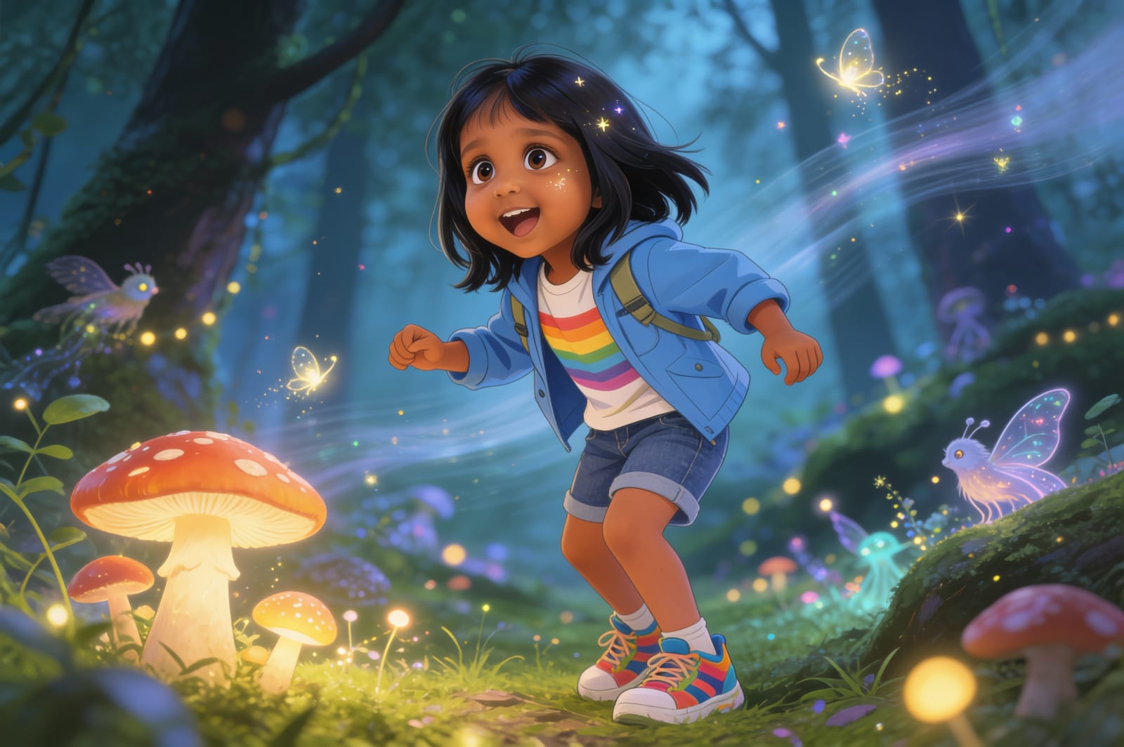 Aahana and the Rainbow Mushroom Bridge — illustration for page 15