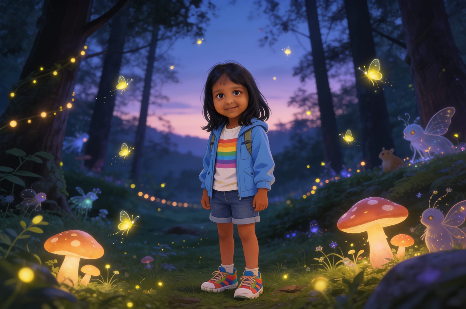 Aahana and the Rainbow Mushroom Bridge — illustration for page 16
