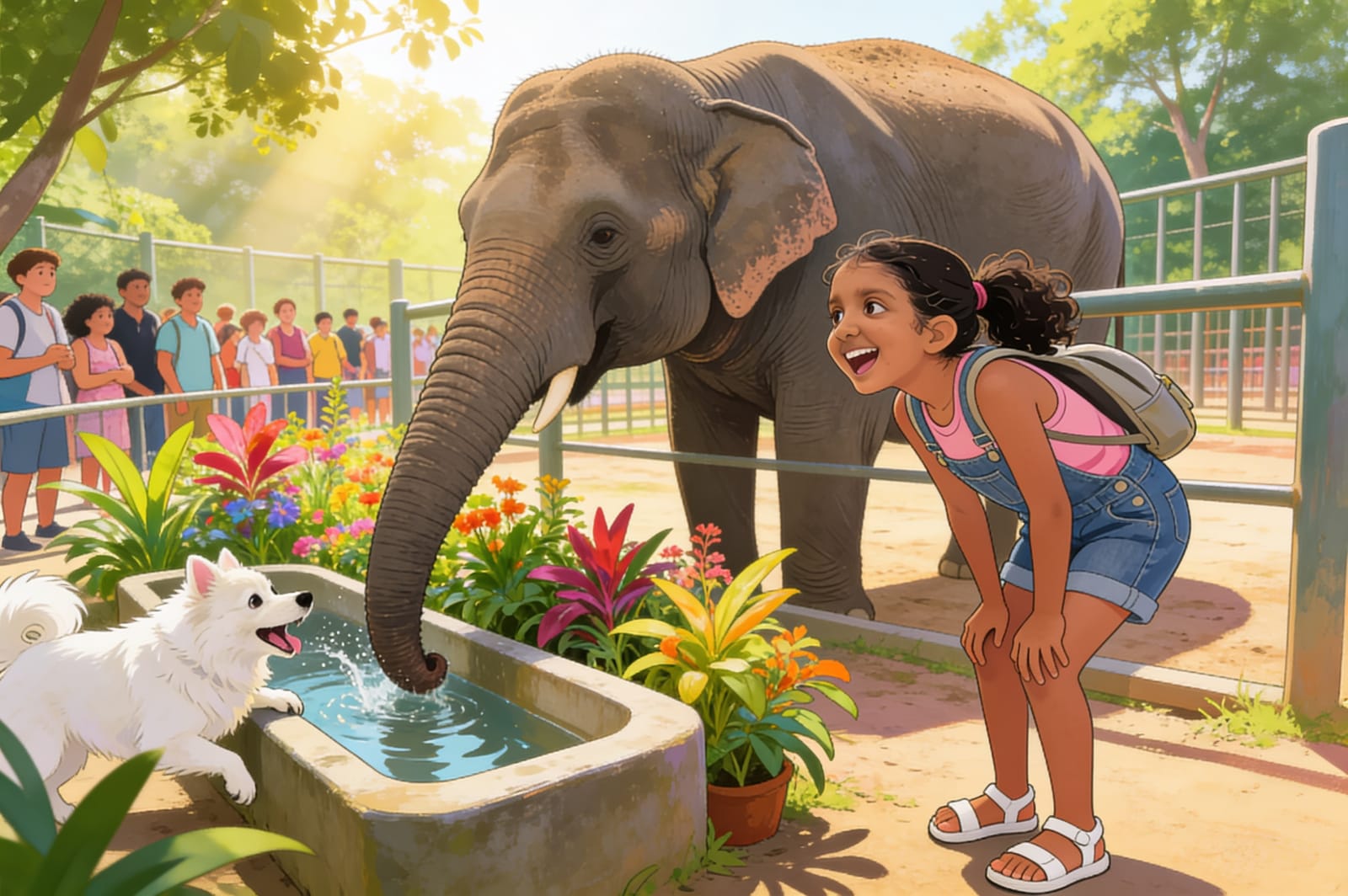 Shreya's Zoo Adventure with Tomy — illustration for page 4