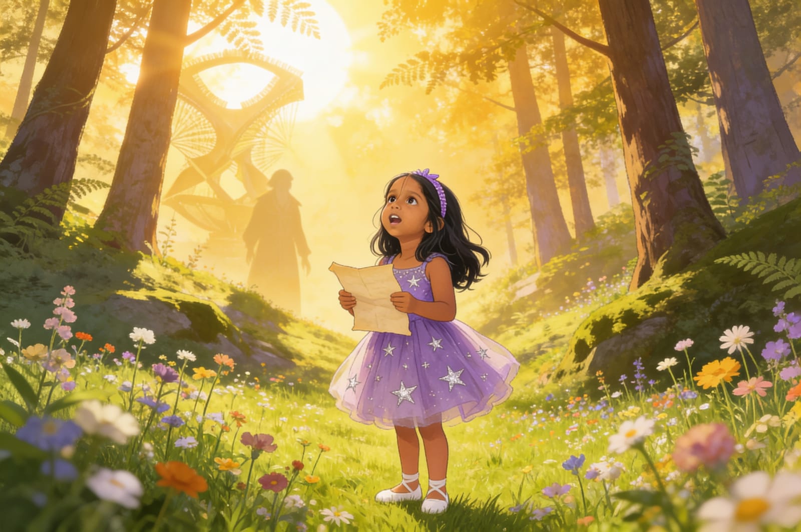 The Enchanted Map Story for Aahana — illustration for page 1