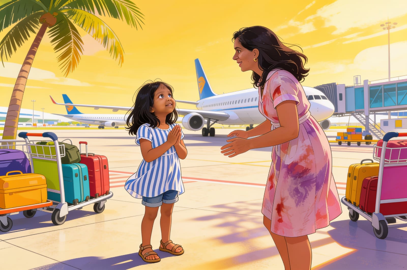 Aahana's Adventure with Mummies — illustration for page 1