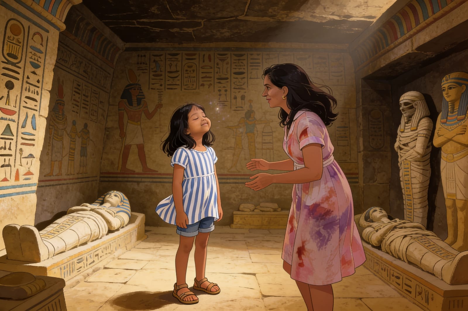 Aahana's Adventure with Mummies — illustration for page 7