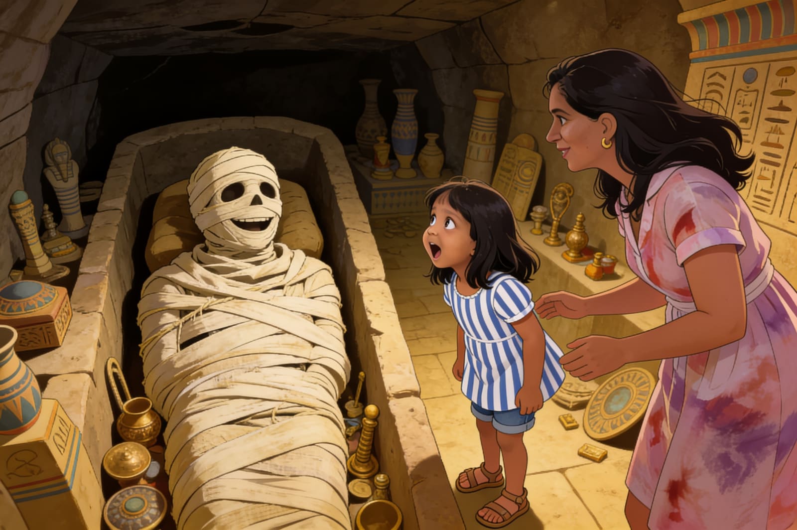 Aahana's Adventure with Mummies — illustration for page 8