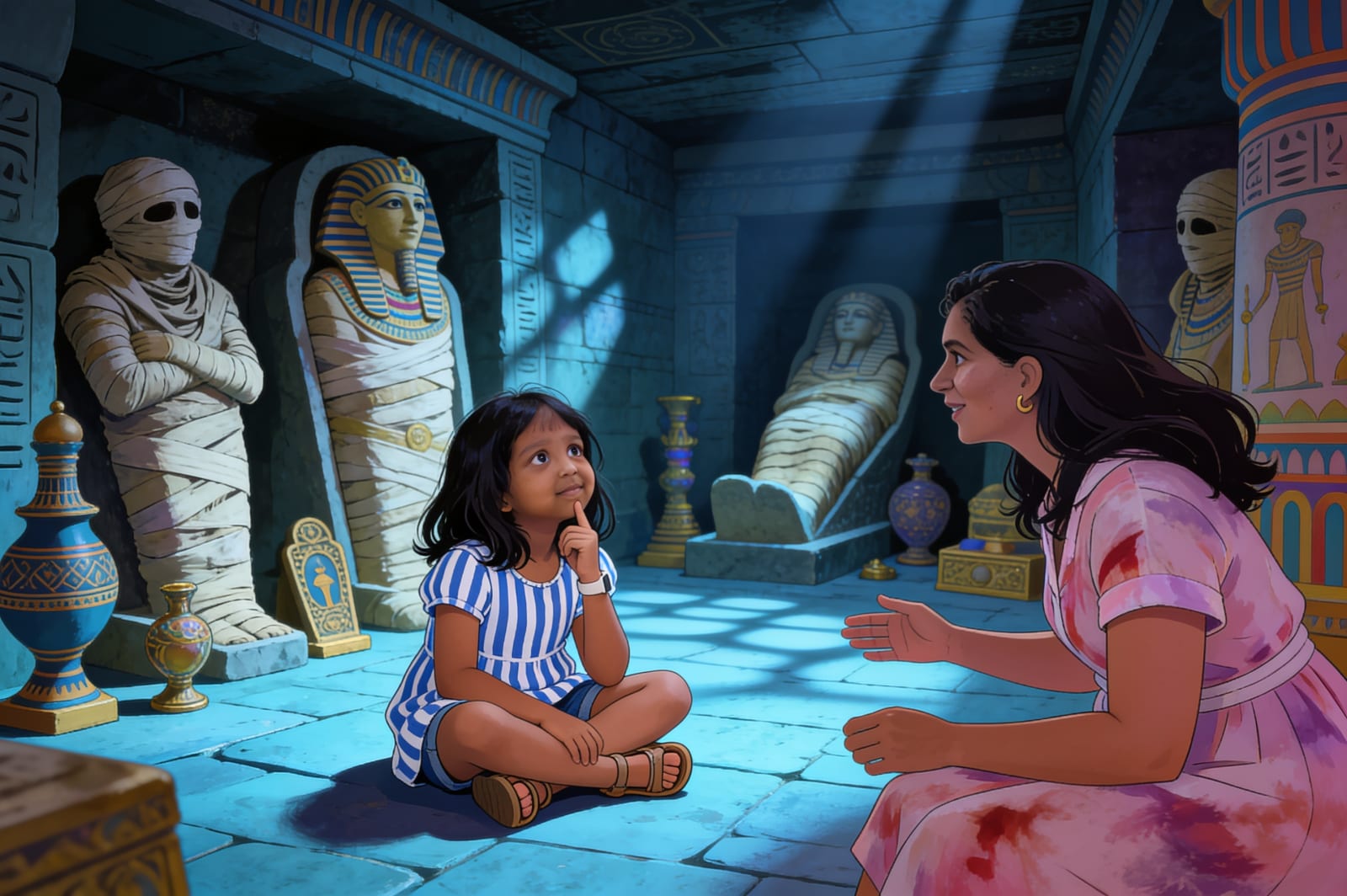 Aahana's Adventure with Mummies — illustration for page 10