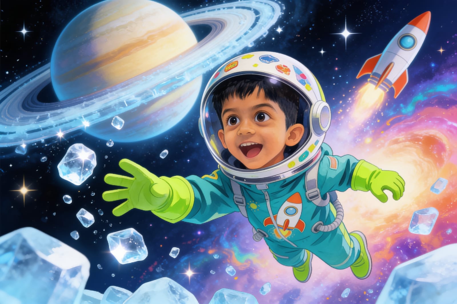 Saturn's Ice-Ring Band: Ivan’s Space Adventure — illustration for page 2