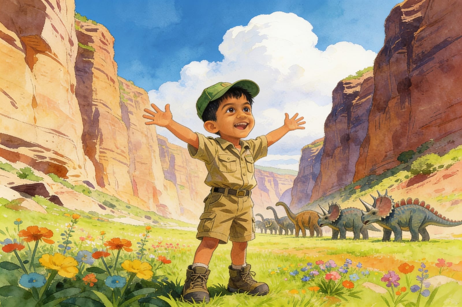 Ivan's Triceratops Adventure — illustration for page 1