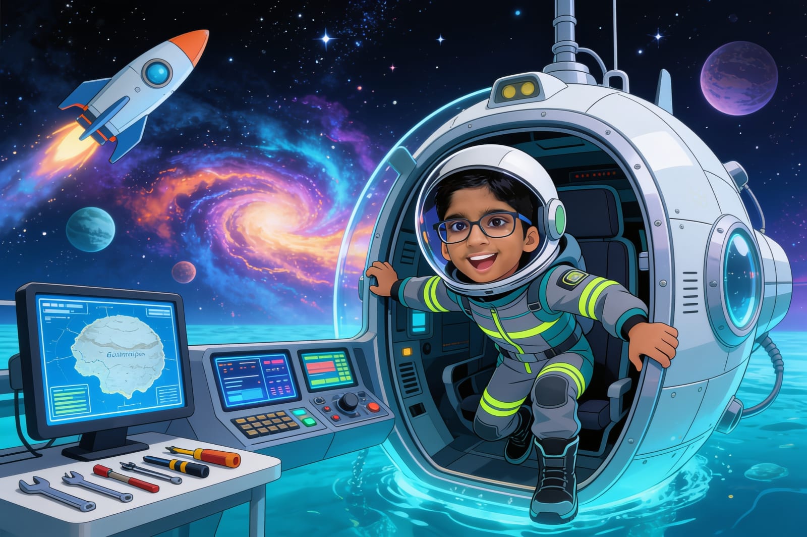 Aagaz and the Distress Call from Europa — illustration for page 3