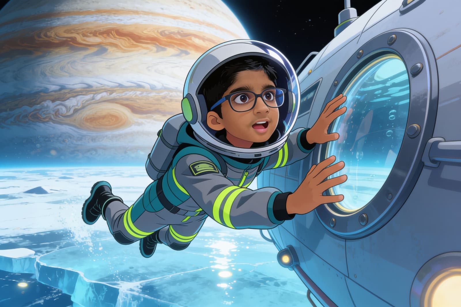 Aagaz and the Distress Call from Europa — illustration for page 4