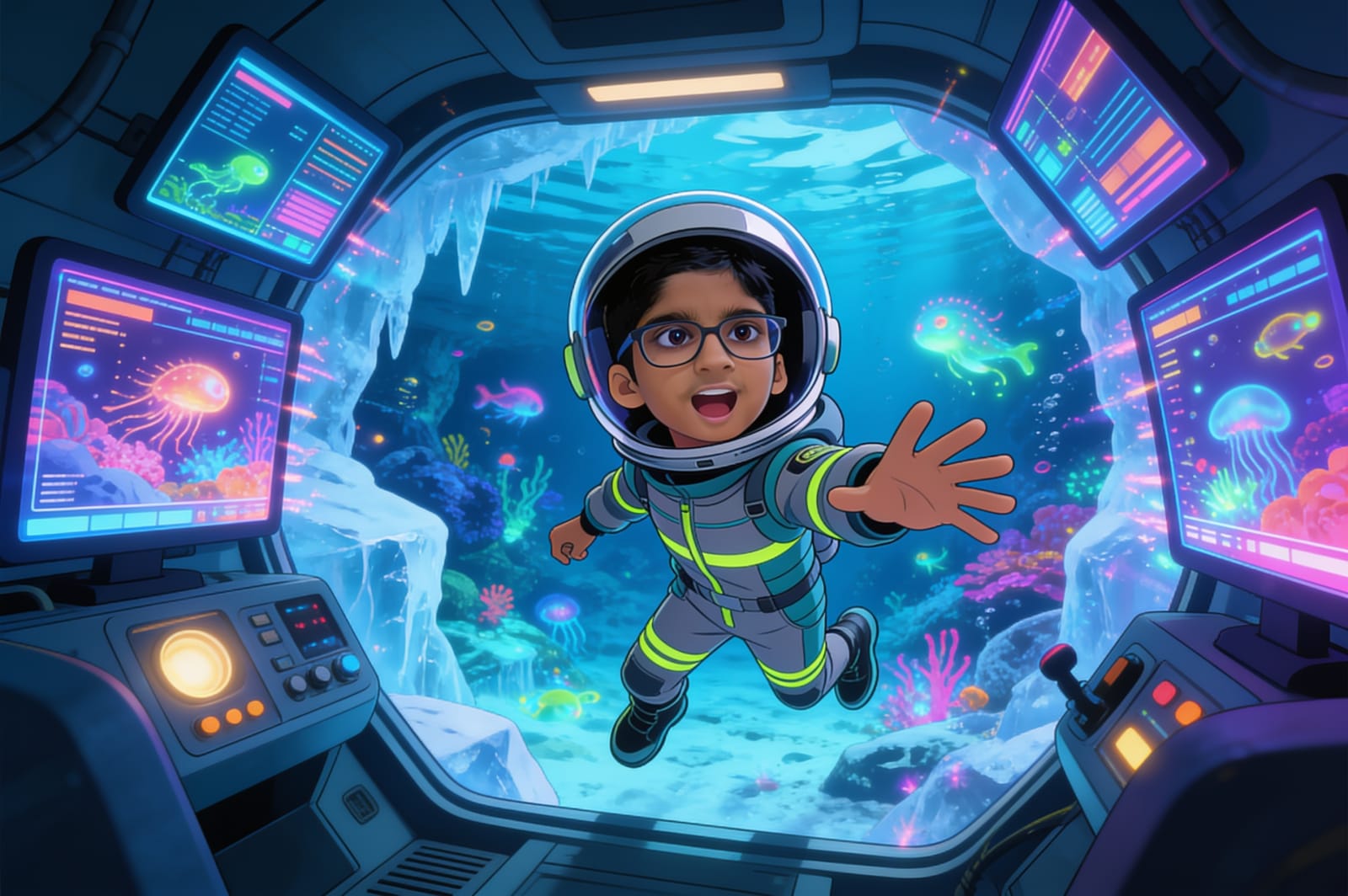 Aagaz and the Distress Call from Europa — illustration for page 8