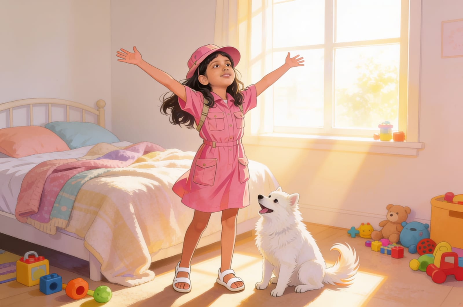Shreya's Exciting Day Out with Tommy — illustration for page 1