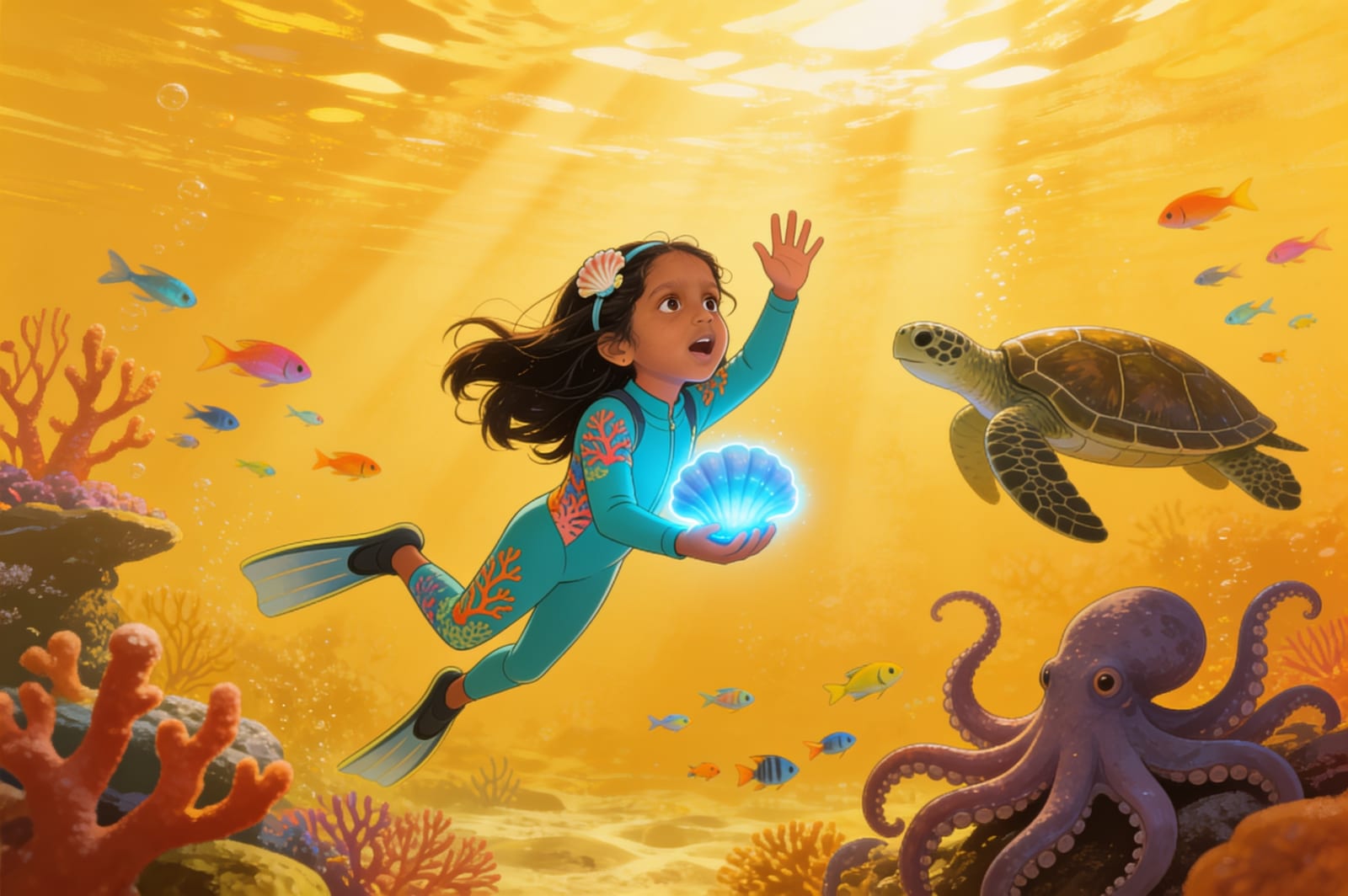 Aahana's Deep Sea Party — illustration for page 7