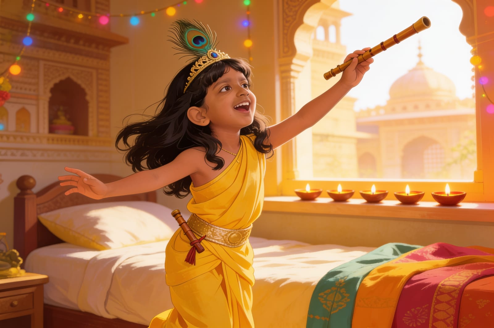 Shreya and the Butter Thief of Vrindavan — illustration for page 1