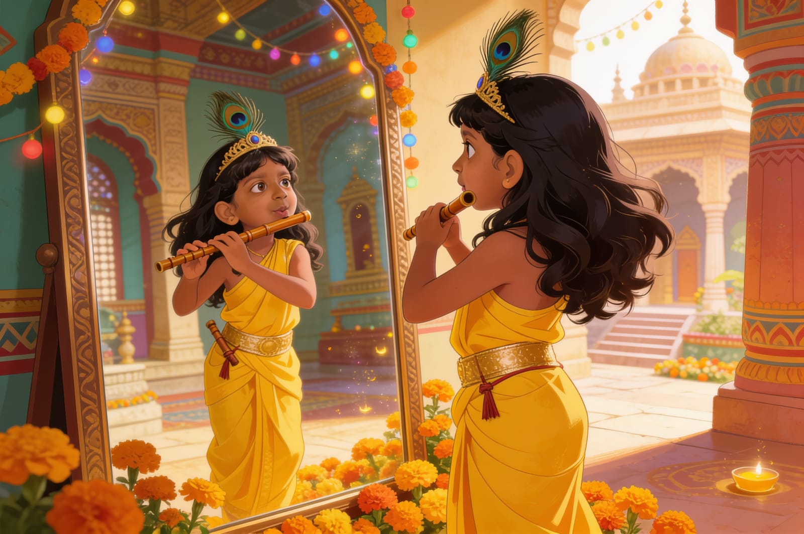 Shreya and the Butter Thief of Vrindavan — illustration for page 2