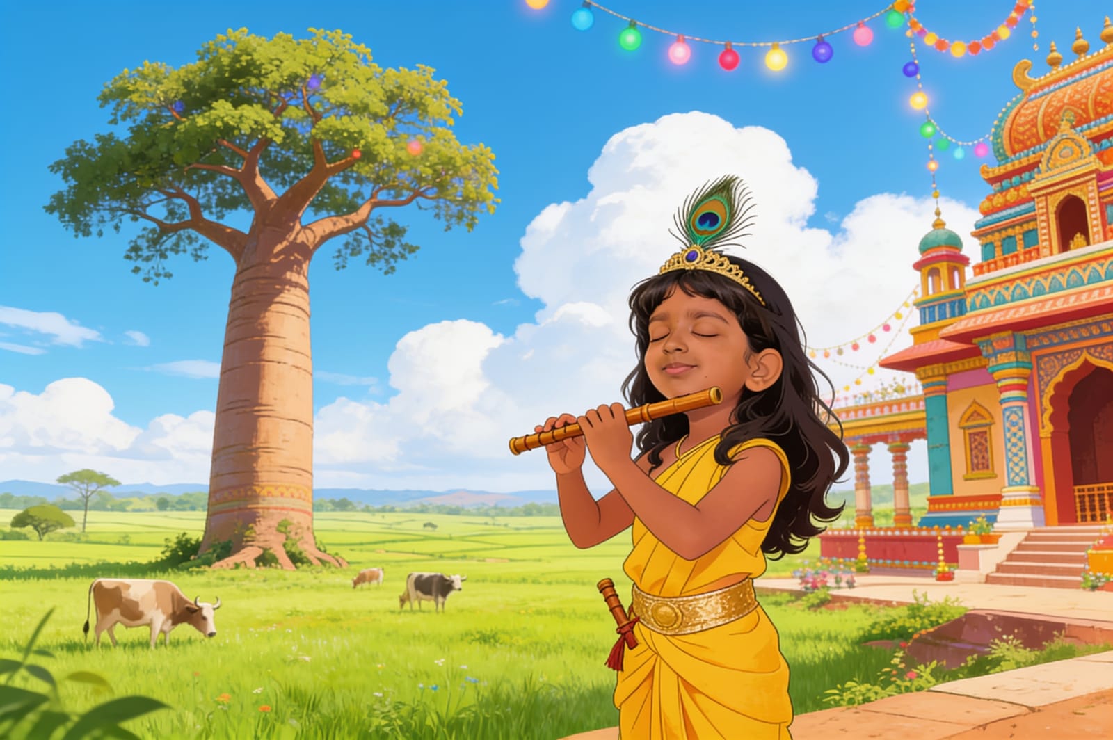 Shreya and the Butter Thief of Vrindavan — illustration for page 3